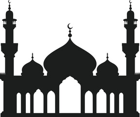 Islamic Mosque Silhouette Vector – Elegant Muslim Architecture for Spiritual Art