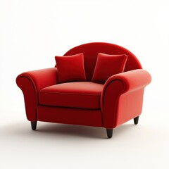 Fototapeta premium small and cozy red loveseat with rounded armrests, isolated on a clean white background with subtle lighting