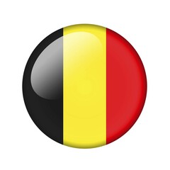 The Belgian flag. Round glossy icon. Isolated on white background