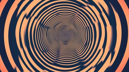 Fototapeta premium Mesmerizing abstract image featuring concentric circles forming a hypnotic spiral in orange and black.