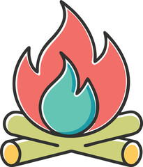 Colorful Campfire Icon for Camping Projects