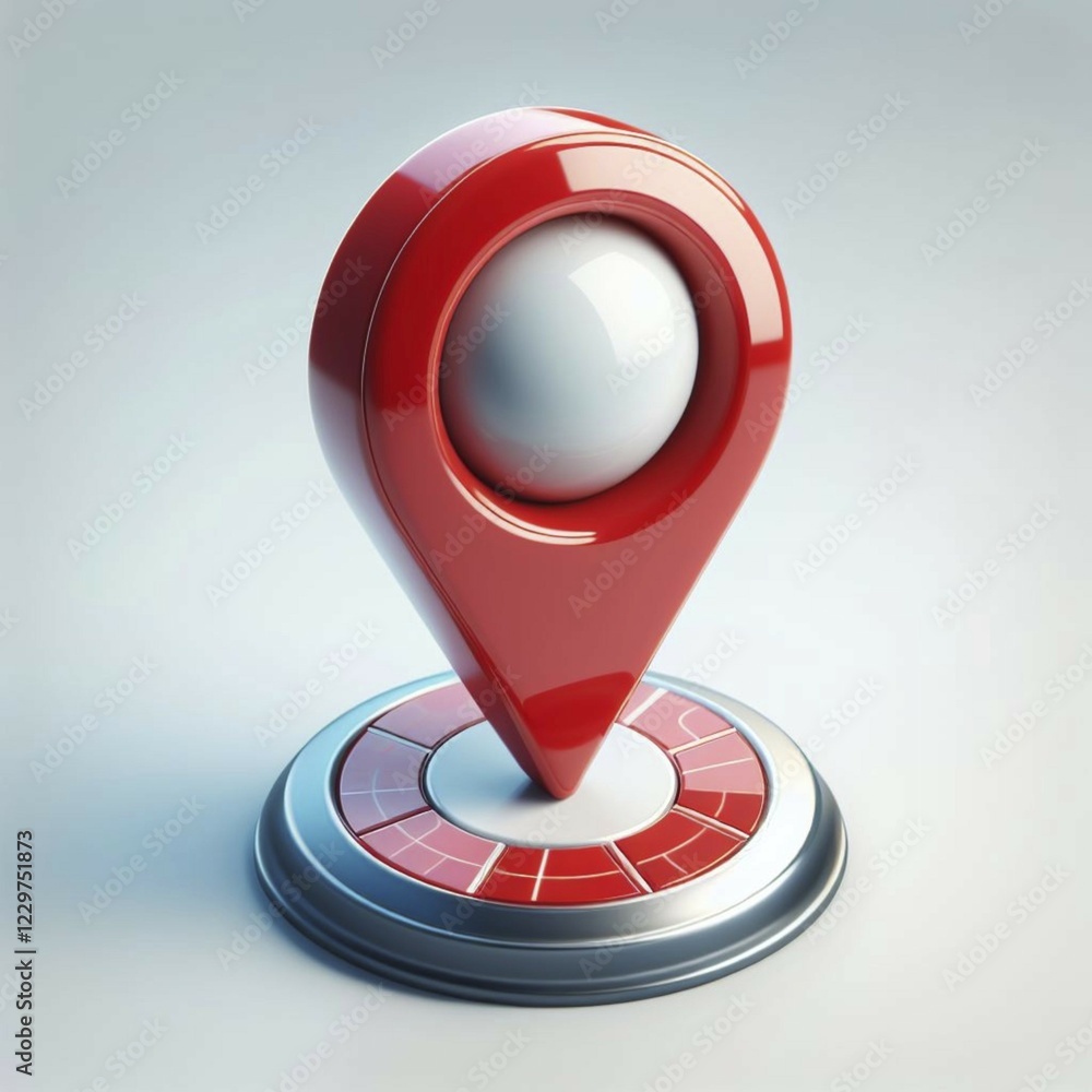 Aufkleber striking 3d rendered red location pin positioned precisely on a sleek digital map interface, symboli