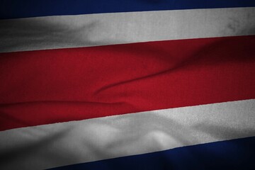 A ruffled fabric flag of Costa Rica