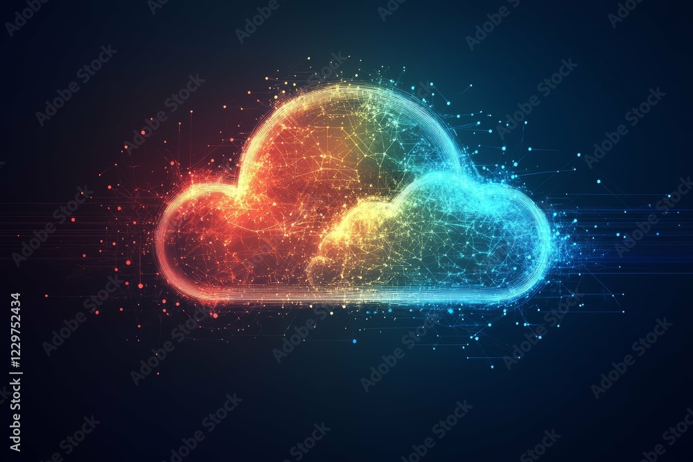 Poster innovative digital cloud visualization showcasing data and connectivity in modern technology
