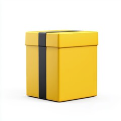 Fototapeta premium rectangular packaging box in bright yellow with bold black typography, placed on a clean white background
