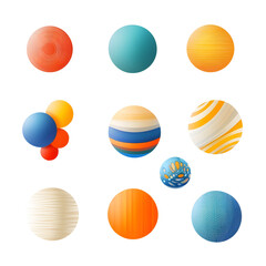 Obraz premium Teal orange grainy gradient vibrant sphere circle set red blue yellow abstract shapes isolated design elements