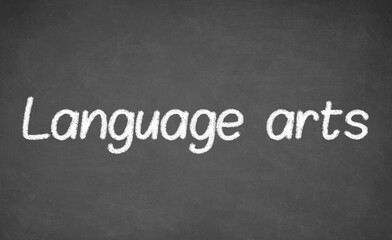 Language arts lesson on blackboard or chalkboard. written in white chalk