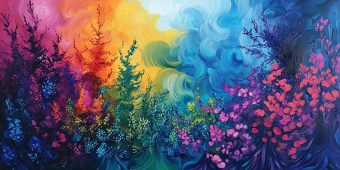 Colorful Forest Landscape Painting