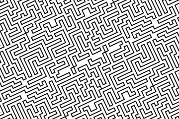 black and white maze outline pattern on the white background