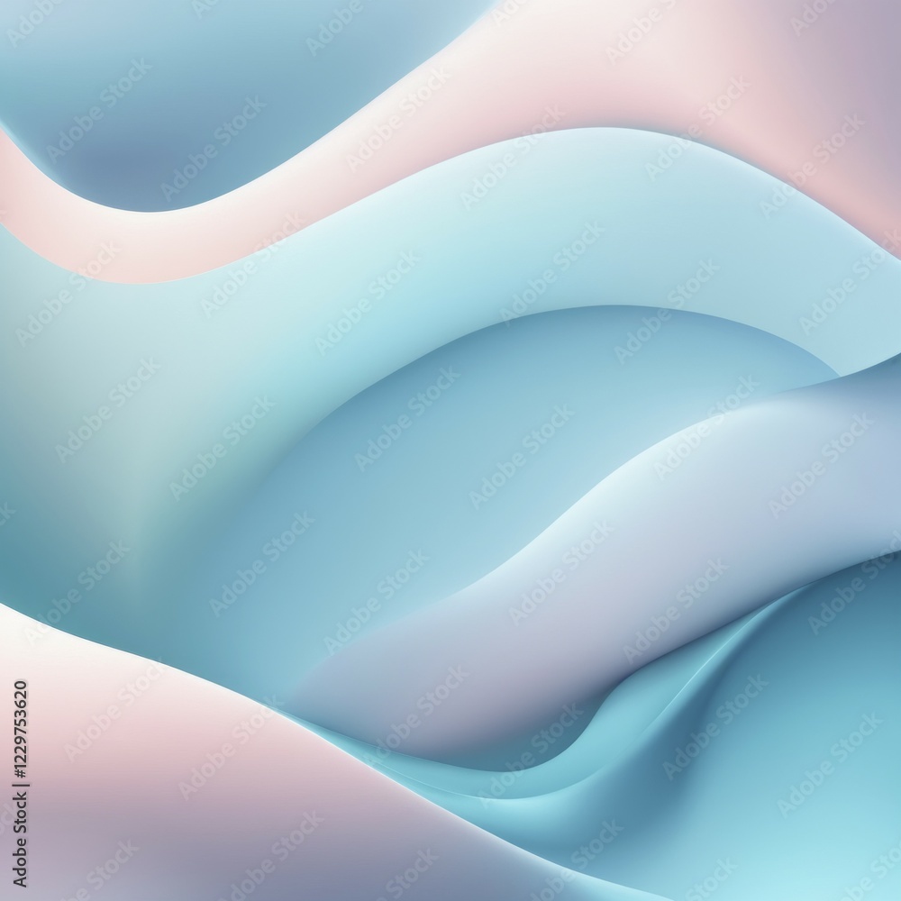 Aufkleber minimalistic abstract art with soft and smooth blue and pink gradient waves, creating a contemporary