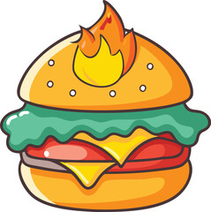 Obraz premium Tasty Hamburger with Lettuce and Tomato Vector