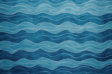 Fototapeta premium Embracing calming tides through a mesmerizing repeating wave pattern in soothing blue hues. Generative AI