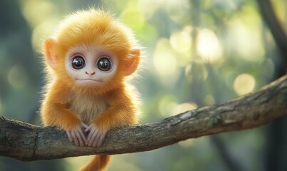 Obraz premium Adorable Golden Monkey on Branch