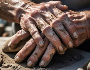 Weathered Hands of a Skilled Artisan Shaping Clay
