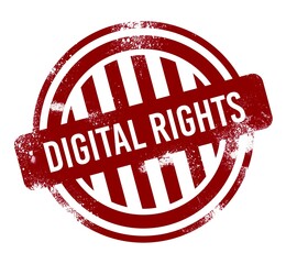 Digital Rights Management, red grunge button, stamp