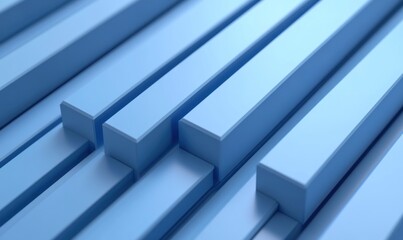 Fototapeta premium Abstract blue rectangular shapes, 3D rendering, geometric pattern.