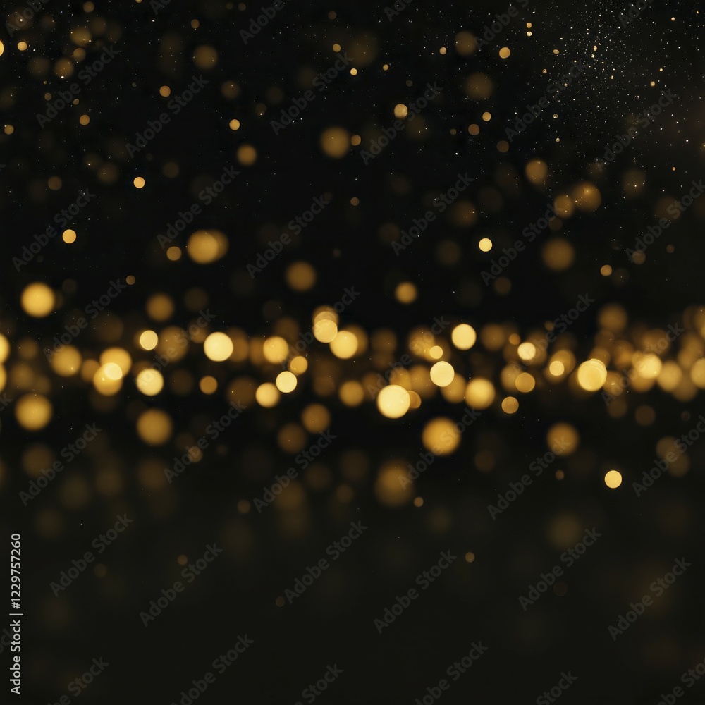 Poster abstract dark background with gold bokeh lights creating an illuminated and shimmering effect, ai ge