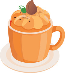 Cute Pumpkin Mug with Whipped Cream and Mint"