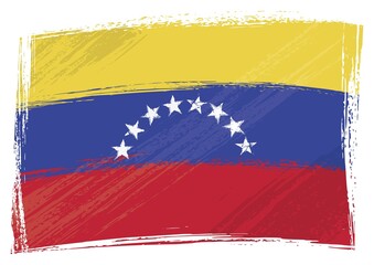 Venezuela national flag created in grunge style