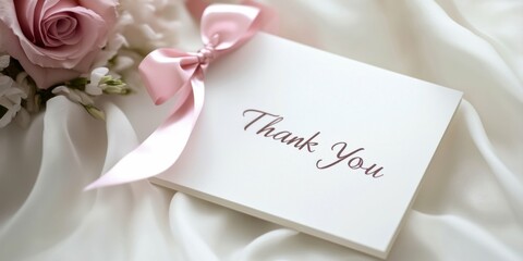 Elegant Thank You Card with Pink Ribbon
