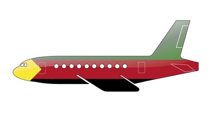 The Azavad flag painted on the silhouette of a aircraft. glossy illustration