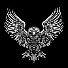 Obraz premium Majestic Eagle in Flight, Symbolic Design for Apparel or Accessories