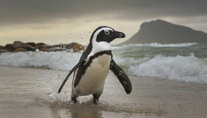 Fototapeta premium AI generated, A african penguin (Spheniscus demersus)