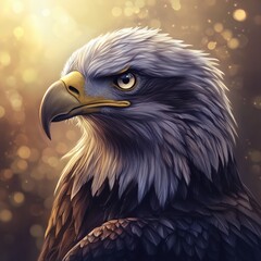 Obraz premium Detailed Close-up of an American Bald Eagle's Head and Feathers