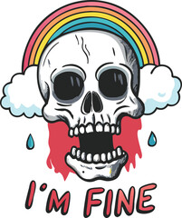 Skull with Rainbow Vector Illustration for Creative Designs