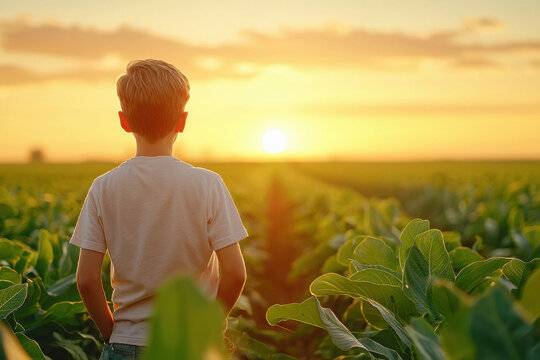farmer standing in agricultural green field