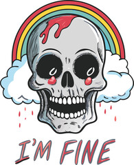 Skull with Rainbow Vector Illustration for Creative Designs