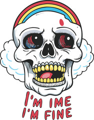 Dark Humor 'I’m Fine' Skull Graphic in SVG
