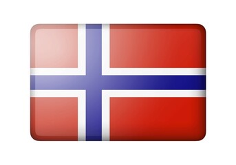 Obraz premium The Norwegian flag. Rectangular matte icon. Isolated on white background