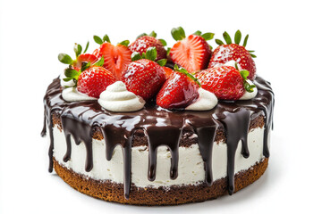 Chocolate Drip Cheesecake Topped with Fresh Berries - Gourmet Dessert