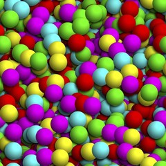 Set of colored glossy spheres, pattern background