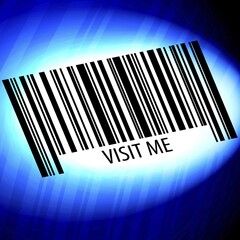 Visit me, barcode with blue Background