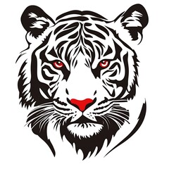 Fototapeta premium Tiger head, stylized graphic art, for print or web use