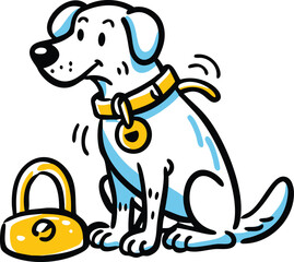 Dog with Lock Vector for Security Branding