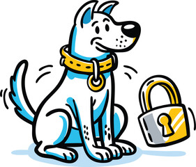 Secure Dog Logo Design with Lock Symbol