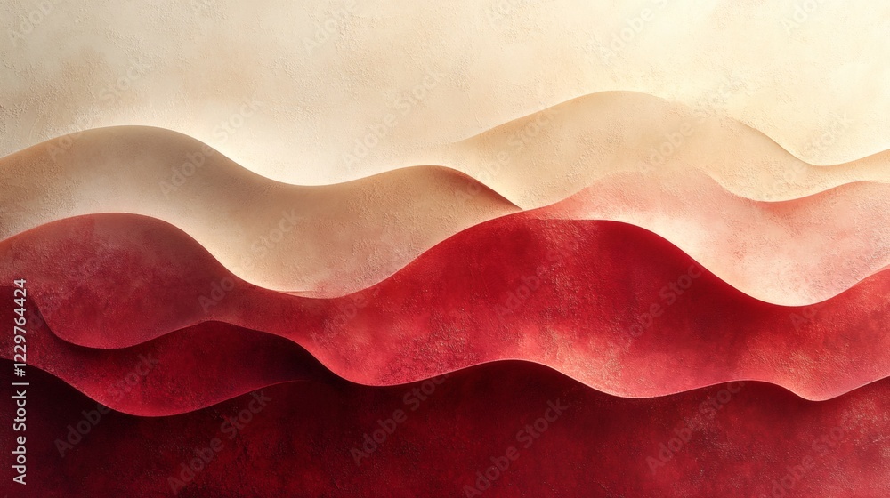 Poster rich maroon soft beige abstract waves with a grainy texture and subtle noise effect ideal for a warm
