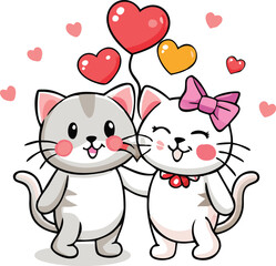 Cute Couple Cats Artwork for Valentine's Day