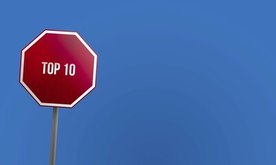 Top 10, red sign with blue sky