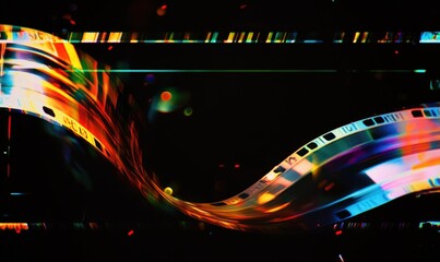 A computer monitor displaying an animated red and blue wave pattern