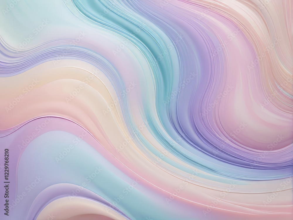 Poster soft gradients and wavy pastel lines creating a smooth abstract pattern, ai generated