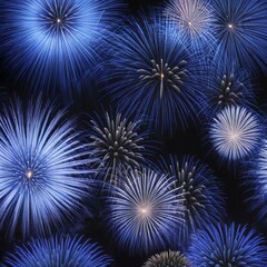 A display of blue fireworks brightening the night, creating a sense of celebration and festivity, AI generated