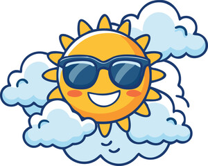 Happy Sun Vector with Sunglasses for Summer Vibes