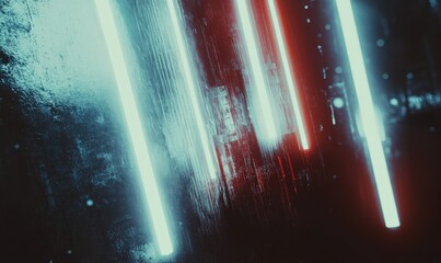 A computer monitor displaying an animated red and blue wave pattern