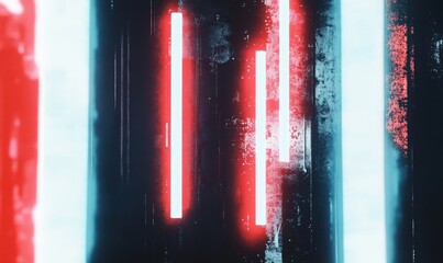 A computer monitor displaying an animated red and blue wave pattern