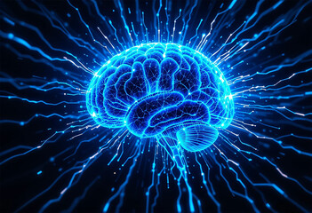 Fototapeta premium Futuristic Digital Brain with Neural Connections, Artificial Intelligence and Machine Learning Concept