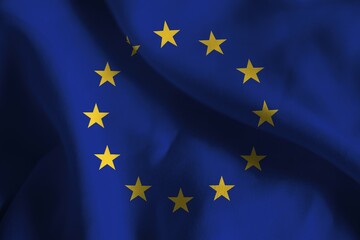 A ruffled fabric flag of European Union